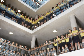 Students in school atrium